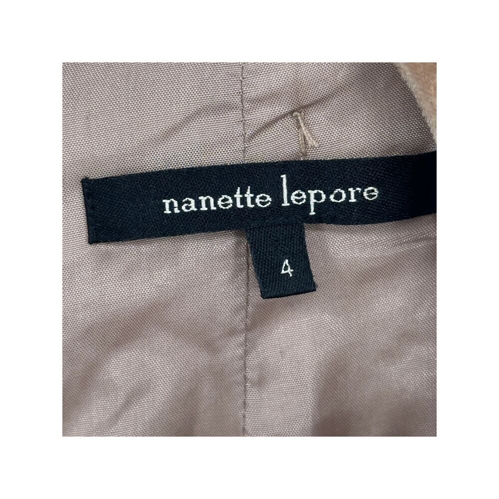 Nanette Lepore Silk Velvet Mini Dress Womens 4 Cream Beaded Embellished Cocktail - Picture 4 of 11